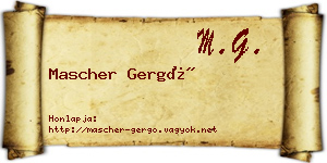 Mascher Gergő névjegykártya